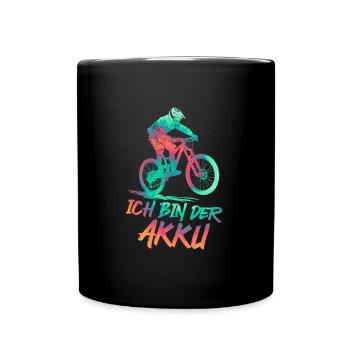Radfahrer ICH BIN DER AKKU Radeln Lustiges - Tasse einfarbig - Schwarz - Vorne