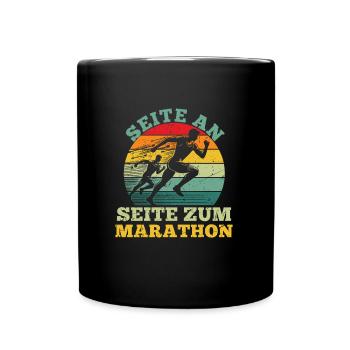 Läufer SEITE AN SEITE ZUM MARATHON Lustiges - Tasse einfarbig - Schwarz - Vorne