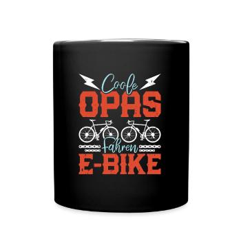 E-Bike COOLE OPAS FAHREN E-BIKE Fahrer Lustiges - Tasse einfarbig - Schwarz - Vorne