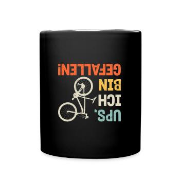 Radfahrer UPS ICH BIN GEFALLEN Radler Lustiges - Tasse einfarbig - Schwarz - Vorne