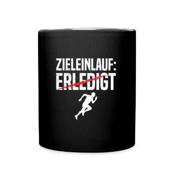 Läufer ZIELEINLAUF ERLEDIGT Laufen Lustiges - Tasse einfarbig - Schwarz - Vorne