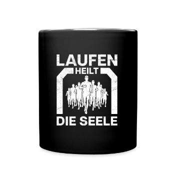 LAUFEN HEILT DIE SEELE Läufer Lustiges - Tasse einfarbig - Schwarz - Vorne