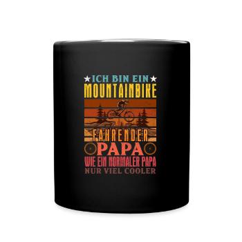 Vater BIN EIN MOUNTAINBIKE FAHRENDER PAPA Lustiges - Tasse einfarbig - Schwarz - Vorne