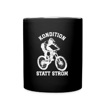 Radler KONDITION STATT STROM Radeln Lustiges - Tasse einfarbig - Schwarz - Vorne