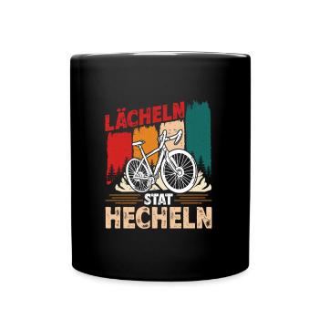 Elektro Fahrrad LÄCHELN STATT HECHELN Lustiges - Tasse einfarbig - Schwarz - Vorne