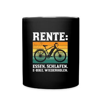 Opa RENTE ESSEN SCHLAFEN E-BIKE WIEDERHOLEN Lustig - Tasse einfarbig - Schwarz - Vorne