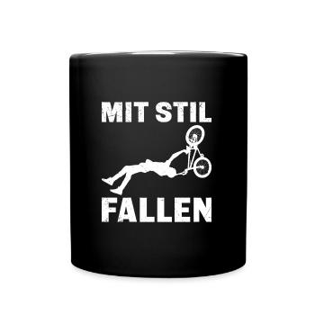 Radfahren MIT STIL FALLEN Radler Lustiges - Tasse einfarbig - Schwarz - Vorne