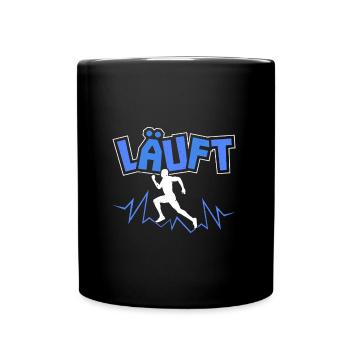 Läufer LÄUFT Laufen Lustiges Marathon - Tasse einfarbig - Schwarz - Vorne