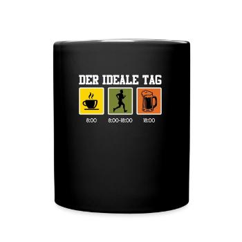Läufer DER IDEALE TAG Laufen Lustiges - Tasse einfarbig - Schwarz - Vorne