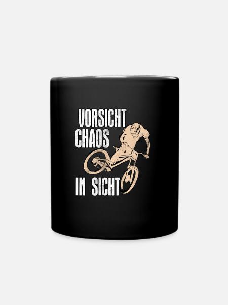 Mountainbiker VORSICHT CHAOS IN SICHT Lustiges - Tasse einfarbig - Schwarz