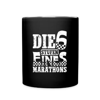 Läufer DIE 6 STUFEN EINES MARATHONS Laufen Lustig - Tasse einfarbig - Schwarz - Vorne