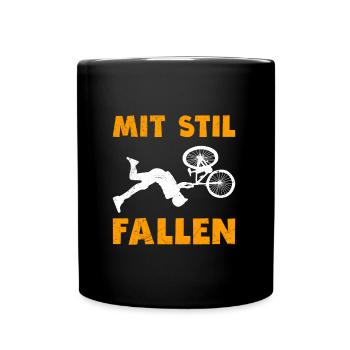 Radfahren MIT STIL FALLEN Radler Lustiges - Tasse einfarbig - Schwarz - Vorne