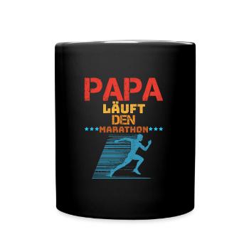 Läufer PAPA LÄUFT DEN MARATHON Laufen Lustiges - Tasse einfarbig - Schwarz - Vorne
