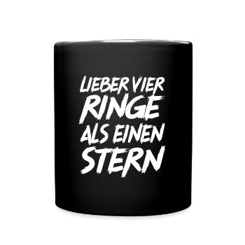 Auto Spruch Lustig Wagen Ringe Stern - Tasse einfarbig - Schwarz - Vorne