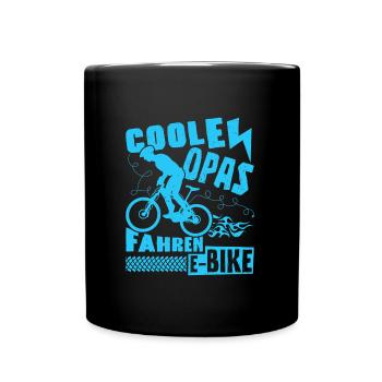 E-Bike COOLE OPAS FAHREN E-BIKE Fahrer Lustiges - Tasse einfarbig - Schwarz - Vorne