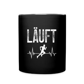 Läufer LÄUFT Laufen Lustiges Marathon - Tasse einfarbig - Schwarz - Vorne