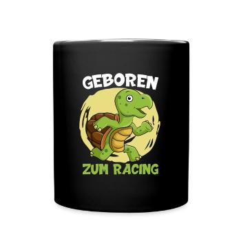 Läufer GEBOREN ZUM RACING Laufen Lustiges - Tasse einfarbig - Schwarz - Vorne