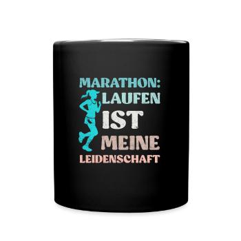 Läuferin MARATHON LAUFEN IST MEINE LEIDENSCHAFT - Tasse einfarbig - Schwarz - Vorne