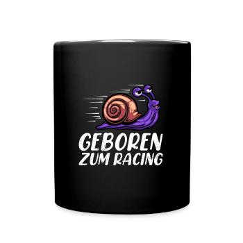 Läufer GEBOREN ZUM RACING Laufen Lustiges - Tasse einfarbig - Schwarz - Vorne