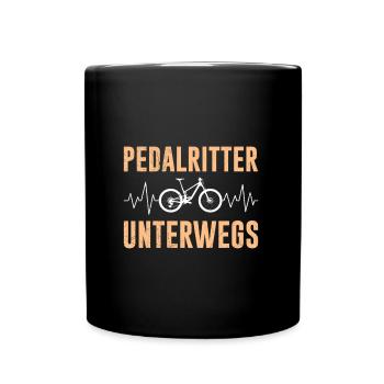 Radfahrer PEDAL RITTER UNTERWEGS Radeln Lustig - Tasse einfarbig - Schwarz - Vorne