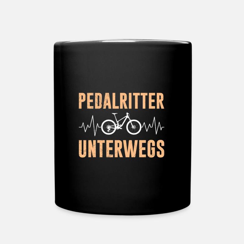Radfahrer PEDAL RITTER UNTERWEGS Radeln Lustig - Tasse einfarbig - Schwarz