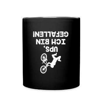 Radfahrer UPS ICH BIN GEFALLEN Radler Lustiges - Tasse einfarbig - Schwarz - Vorne