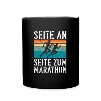 Läufer SEITE AN SEITE ZUM MARATHON Lustiges - Tasse einfarbig - Schwarz - Vorne