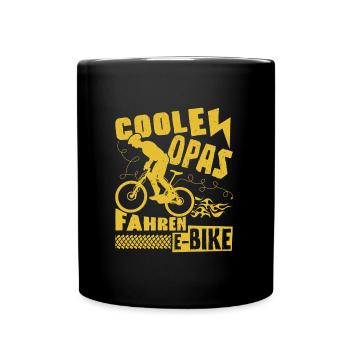 E-Bike COOLE OPAS FAHREN E-BIKE Fahrer Lustiges - Tasse einfarbig - Schwarz - Vorne