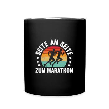 Läufer SEITE AN SEITE ZUM MARATHON Lustiges - Tasse einfarbig - Schwarz - Vorne