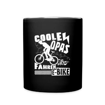 E-Bike COOLE OPAS FAHREN E-BIKE Fahrer Lustiges - Tasse einfarbig - Schwarz - Vorne