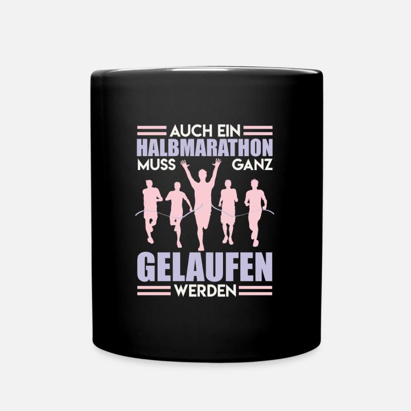 Läufer AUCH HALBMARATHON MUSS GELAUFEN WERDEN - Tasse einfarbig - Schwarz