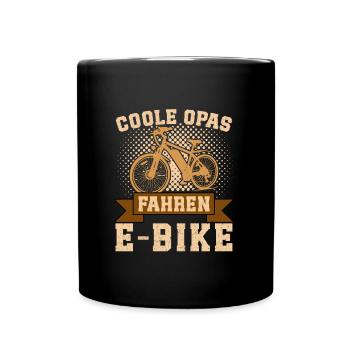 E-Biker COOLE OPAS FAHREN E-BIKE Lustiges - Tasse einfarbig - Schwarz - Vorne