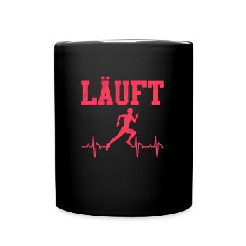 Läufer LÄUFT Laufen Lustiges Marathon - Tasse einfarbig - Schwarz - Vorne