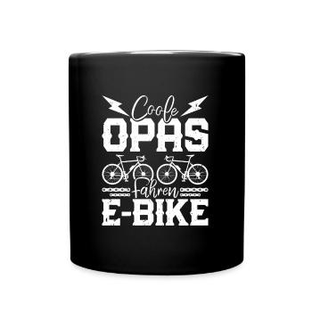 E-Bike COOLE OPAS FAHREN E-BIKE Fahrer Lustiges - Tasse einfarbig - Schwarz - Vorne