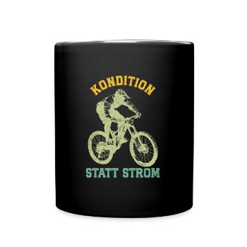 Radler KONDITION STATT STROM Radeln Lustiges - Tasse einfarbig - Schwarz - Vorne