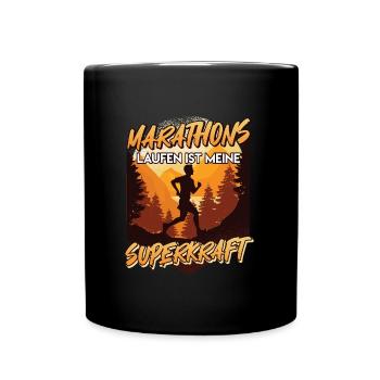 Läufer MARATHONS LAUFEN IST MEINE SUPERKRAFT - Tasse einfarbig - Schwarz - Vorne