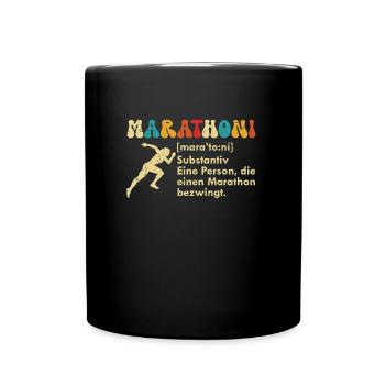 Läufer MARATHONER MARATHONI Lustiges - Tasse einfarbig - Schwarz - Vorne