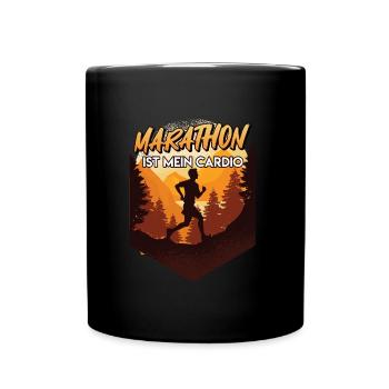 Läufer MARATHON RUNNING IS MY CARDIO Lustiges - Tasse einfarbig - Schwarz - Vorne
