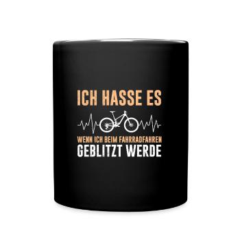 Radler HASSE ES WENN ES BEIM RADFAHREN BLITZT - Tasse einfarbig - Schwarz - Vorne