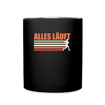 Läufer ALLES LÄUFT Laufen Marathon Lustiges - Tasse einfarbig - Schwarz - Vorne