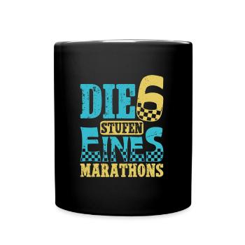 Läufer DIE 6 STUFEN EINES MARATHONS Laufen Lustig - Tasse einfarbig - Schwarz - Vorne