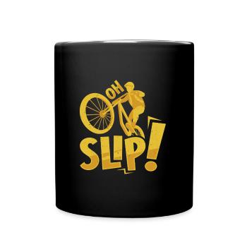 Radfahrer OH SLIP! Radfahren Lustiges - Tasse einfarbig - Schwarz - Vorne