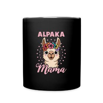 Mütter ALPAKA MAMA Lama Lustiges - Tasse einfarbig - Schwarz - Vorne