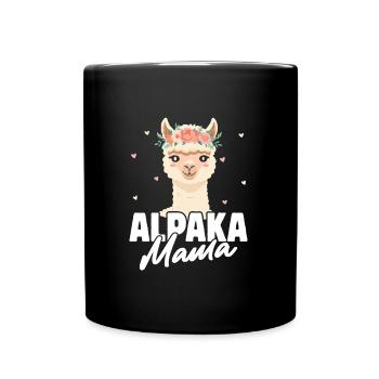 Mütter ALPAKA MAMA Lama Lustiges - Tasse einfarbig - Schwarz - Vorne