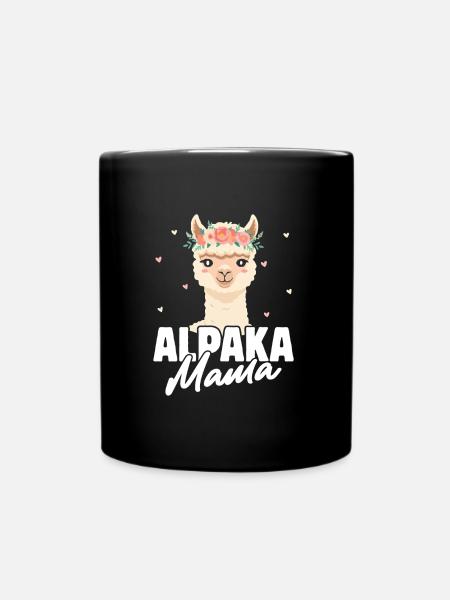Mütter ALPAKA MAMA Lama Lustiges - Tasse einfarbig - Schwarz