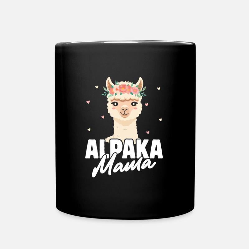 Mütter ALPAKA MAMA Lama Lustiges - Tasse einfarbig - Schwarz