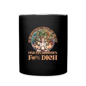 Yogi LIEBE UND LICHT UND BISSCHEN FICK DICH - Tasse einfarbig - Schwarz - Vorne