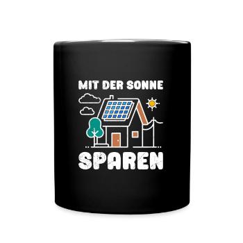 Solar Energie MIT DER SONNE SPAREN Lustiges - Tasse einfarbig - Schwarz - Vorne