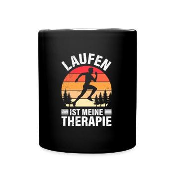 LAUFEN IST MEINE THERAPIE Läufer Lustiges - Tasse einfarbig - Schwarz - Vorne