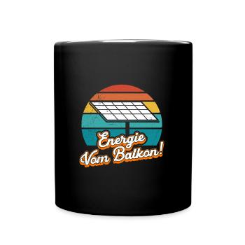 Solar ENERGIE VOM BALKON Retro Lustiges - Tasse einfarbig - Schwarz - Vorne